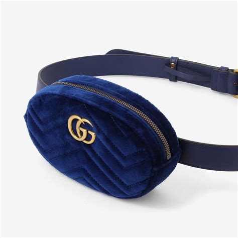 gucci velvet belt bag blue|Gucci velvet marmont mini.